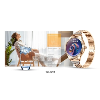 Smartwatch Damski Veltori VT350-1 Bransoleta Różowe Złoto