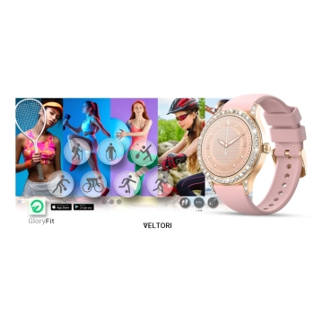 Smartwatch Damski Veltori VT360-1 Różowy Pasek Silikonowy