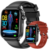 Smartwatch Męski Rubicon RNCF33 BLACK + Pasek Bordowy