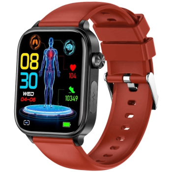 Smartwatch Męski Rubicon RNCF33 BLACK + Pasek Bordowy