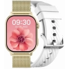Smartwatch Damski GRAVITY GT15-10 Biały Pasek Silikonowy + Złota Bransoleta