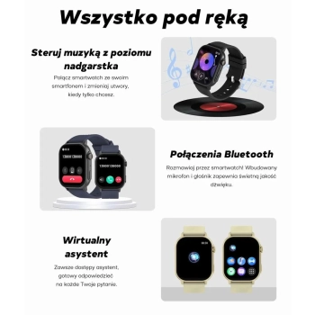 Smartwatch Damski GRAVITY GT15-10 Biały Pasek Silikonowy + Złota Bransoleta