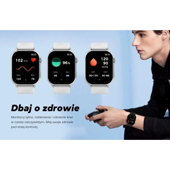 Smartwatch Damski GRAVITY GT15-10 Biały Pasek Silikonowy + Złota Bransoleta