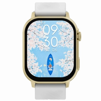 Smartwatch Damski GRAVITY GT15-10 Biały Pasek Silikonowy + Złota Bransoleta