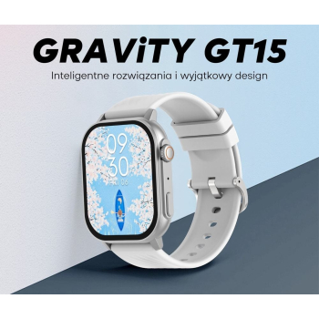 Smartwatch Damski GRAVITY GT15-10 Biały Pasek Silikonowy + Złota Bransoleta