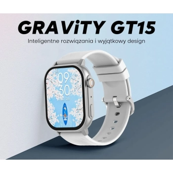 Smartwatch Damski GRAVITY GT15-10 Biały Pasek Silikonowy + Złota Bransoleta
