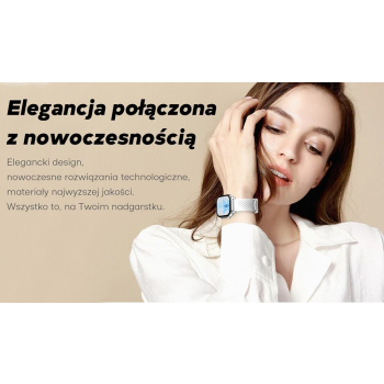 Smartwatch Damski GRAVITY GT15-12 Granatowy Pasek Silikonowy + Czarna Bransoleta