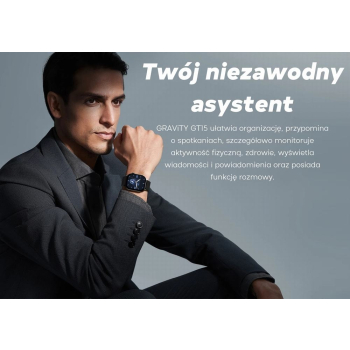 Smartwatch Damski GRAVITY GT15-12 Granatowy Pasek Silikonowy + Czarna Bransoleta