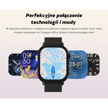 Smartwatch Damski GRAVITY GT15-12 Granatowy Pasek Silikonowy + Czarna Bransoleta