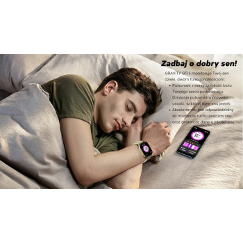 Smartwatch Damski GRAVITY GT15-12 Granatowy Pasek Silikonowy + Czarna Bransoleta
