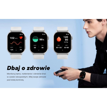 Smartwatch Damski GRAVITY GT15-12 Granatowy Pasek Silikonowy + Czarna Bransoleta