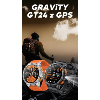 Smartwatch Męski GRAVITY GPS GT24-1 Czarny Pasek Silikonowy + Granatowy Pasek Silikonowy