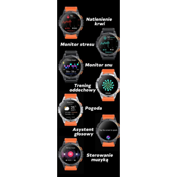 Smartwatch Męski GRAVITY GPS GT24-1 Czarny Pasek Silikonowy + Granatowy Pasek Silikonowy