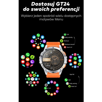 Smartwatch Męski GRAVITY GPS GT24-2 Czarny Pasek Silikonowy + Biały Pasek Silikonowy