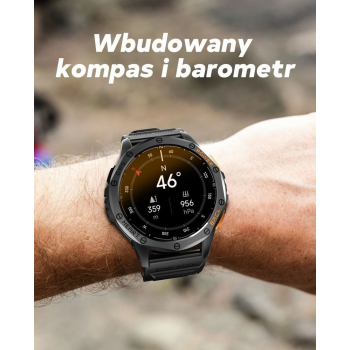 Smartwatch Męski GRAVITY GPS GT24-3 Czarny Pasek Silikonowy + Pomarańczowy Pasek Silikonowy