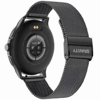 Smartwatch Damski GRAVITY GT12-1 Czarny Pasek Silikonowy + Czarna Bransoleta