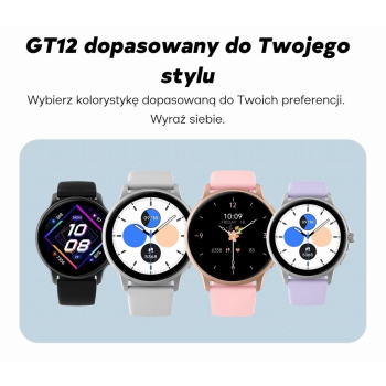 Smartwatch Damski GRAVITY GT12-1 Czarny Pasek Silikonowy + Czarna Bransoleta