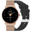 Smartwatch Damski GRAVITY GT12-4 Czarny Pasek Silikonowy + Bransoleta Różowe Złoto