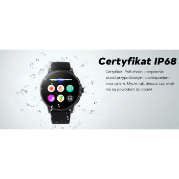 Smartwatch Damski GRAVITY GT12-4 Czarny Pasek Silikonowy + Bransoleta Różowe Złoto