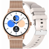 Smartwatch Damski GRAVITY GT12-5 Szary Pasek Silikonowy + Bransoleta Różowe Złoto