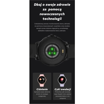 Smartwatch Damski GRAVITY GT12-5 Szary Pasek Silikonowy + Bransoleta Różowe Złoto