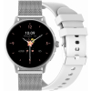 Smartwatch Damski GRAVITY GT12-8 Biały Pasek Silikonowy + Srebrna Bransoleta