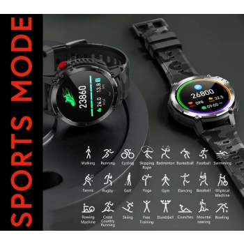 Smartwatch Męski RUBICON RNCF08 Black/Moro SMARUB232