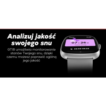 Smartwatch Męski GRAVITY GT18-6 Czarny Pasek Silikonowy + Granatowy Pasek