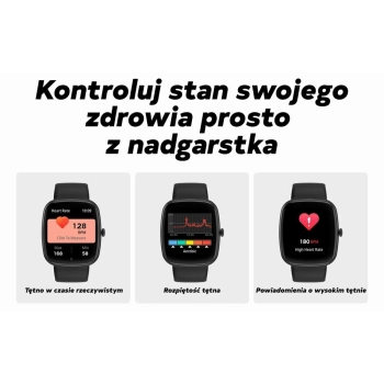 Smartwatch Męski GRAVITY GT18-6 Czarny Pasek Silikonowy + Granatowy Pasek