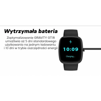 Smartwatch Męski GRAVITY GT18-6 Czarny Pasek Silikonowy + Granatowy Pasek