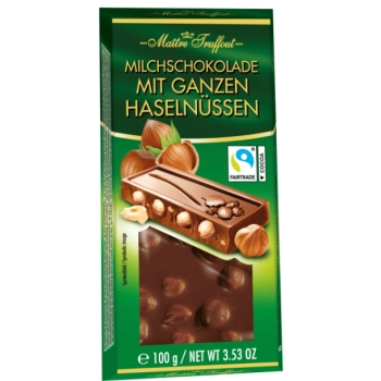 Maitre Truffout Mleczna Czekolada z Całymi Orzechami Laskowymi 100 g