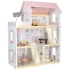 Domek dla lalek drewniany mebelki 78cm róż LED