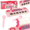 Keyboard dla dzieci pianinko interaktywne organki 37 klawiszy mikrofon statyw różowe