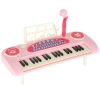 Keyboard dla dzieci pianinko interaktywne organki 37 klawiszy mikrofon statyw różowe