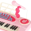 Keyboard dla dzieci pianinko interaktywne organki 37 klawiszy mikrofon statyw różowe