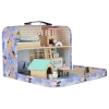 Domek w walizce hotel spa dla zwierząt drewniane mebelki figurki