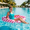 Materac dmuchany plażowy hamak wodny leżak fotel krzesło do pływania basenu różowy