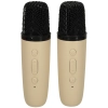 Zestaw do karaoke głośnik Bluetooth 2 mikrofony USB LED 6W beżowy