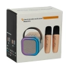 Zestaw do karaoke głośnik Bluetooth 2 mikrofony USB LED 6W beżowy