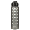 Butelka na wodę bidon ze słomką uchwytem miarką motywacyjną na siłownię BPA free Tritan 1l czarna