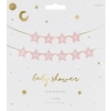 Baner napis na baby shower gwiazdki jasnoróżowe 290cm x 16,5cm
