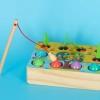 Gra drewniana montessori łowienie rybek marchewki robaczki