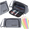 Piórnik szkolny dwukomorowy saszetka kosmetyczka rozkładany 3w1 szary