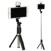 Kijek do selfie z pilotem Bluetooth statyw tripod lampka LED czarny