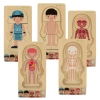 Puzzle drewniane warstwowe budowa ciała montessori chłopiec