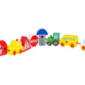 Klocki drewniane do nawlekania tablica plansza samochody pojazdy