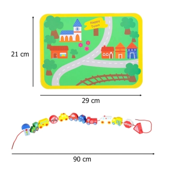 Klocki drewniane do nawlekania tablica plansza samochody pojazdy