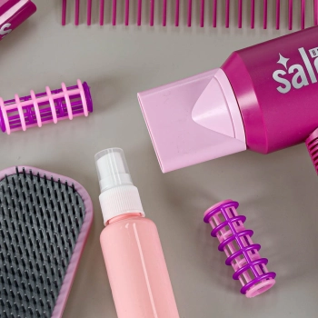 Zestaw fryzjerski dla dzieci suszarka prostownica światło dźwięk 15 elementów