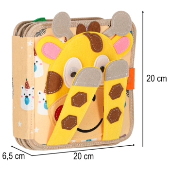Książeczka sensoryczna edukacyjna filcowa 3D manipulacyjna ruchome elementy żyrafa