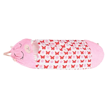 Śpiwór do spania dla dzieci turystyczny poduszka 2w1 135x50cm różowy